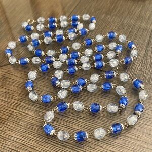 Vintage Acrylic Two-tone Blue Beaded Necklace
